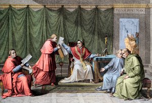 1801. évi konkordátum – VII. (Pius) (1742-1823) Pius pápa (1742-1823) konkordátum aláírása Franciaország és a Szent Ostrom (Saint Siege) között, augusztus 15. alkotó: Unknown artist