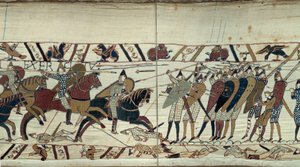 Hódító Vilmos (1027-1087) 1066-os Hódító Anglia meghódítása, harci jelenet a normann lovasság között, akik megrakodják II. Harold angol király szász gyalogságát alkotó: Unknown artist