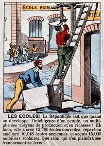Iskolák építése munkások által - a Le Figaro-ban, 1889. március. alkotó: Unknown artist
