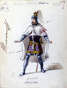 Giuseppe Verdi (1813 - 1901) 1843-ban komponált „I Lombardi” vagy „Les Lombards à la première Crusade” opera jelmeze. Névtelen akvarell rajz. Alvino karakter a milánói Scalában való előadáshoz. alkotó: Unknown artist
