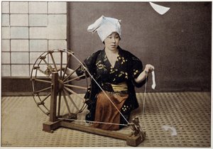 Pamutfonó gép Japánban, 19. század végén alkotó: Unknown artist