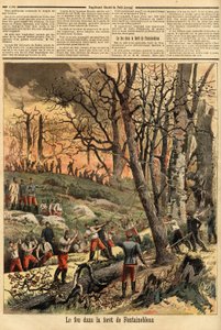 Bűntűz a fontainebleau-i erdőben. Metszet a „” Le petit Journal”-ban, 1893.04.22. Selva gyűjteménye. alkotó: Unknown artist