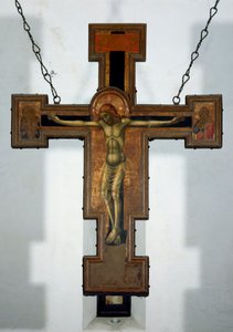 Keresztre feszítés Névtelen fafestmény egy kereszt hátoldalán. 15. századi Varazze, Cappella del Castello Invrea Olaszország alkotó: Unknown artist
