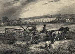 Cyrus McCormick 1831-es aratógépe, amely az 1851-es Crystal Palace kiállításon volt kiállítva. alkotó: Unknown artist