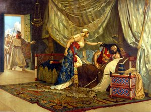 Dalila levágja Sámson haját, hogy megreformálja erejét. 19. század. alkotó: Unknown artist