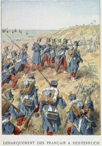A franciák partraszállása Sidiben - Ferruchban, Algériában, 1830. június 14-én - a "" Histoire de France"-ban" alkotó: Unknown artist