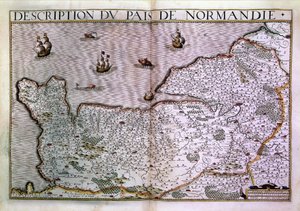 A normandiai pais leírása. Normandia régió térképe 1620-ban. alkotó: Unknown artist