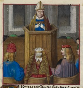 Részlet egy miniatűr papról, aki Vénusz seregeinek prédikál, a „Le Roman de la Rose”-ból alkotó: Unknown artist