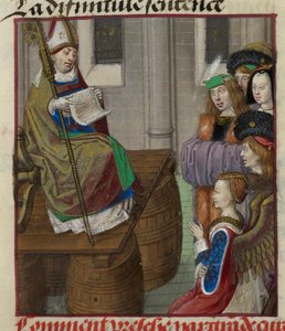 Részlet egy miniatűr papról, aki Vénusz seregeinek prédikál, a „Le Roman de la Rose”-ból alkotó: Unknown artist
