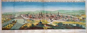 Részletes kilátás Rouen városára Normandiában. Metszet a 17. századból. Paris B.N. alkotó: Unknown artist