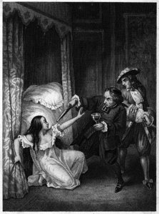 Diane de Joannis de Châteaublanc de Roussan, Gangeszi márkiné (1635-1667), akit két legénytestvére, az apát és Gangesz lovagja gyilkolt meg. Metszet 1847-ből. alkotó: Unknown artist