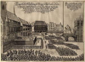 A cseh lázadók kivégzése a prágai Óváros téren. 1621 alkotó: Unknown