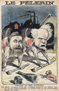 A szocialisták Jean Jaures (1859-1914) (balra) és Henri Rochefort (1831-1913) (jobbra) vitái. Illusztráció az 1898. június 19-i „” Le Pelerin”-ben. alkotó: Unknown artist