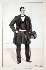 osztályos rendőrparancsnok (1896). Színes rézkarc, illusztrációként Louis Lepine (1846-1933) Szajna menti rendõrség prefektusa, Alfred Rey (1864-?) és Louis Iron gondozásában megjelent „” A békefenntartók hadtestének története”” könyv. alkotó: Unknown artist