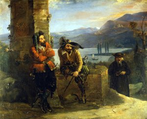 Don Abbondio Alessandro Manzoni "A menyasszony" című filmjében. Manzoni ház. Milánó alkotó: Unknown artist