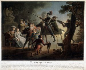 Don Quijote és Sancho egy falovon. alkotó: Unknown artist