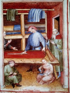 Drapier shop Illuminure az orvostudomány és a dietetika kereskedelemből "" Tacuinum sanitatis"" alkotó: Unknown artist