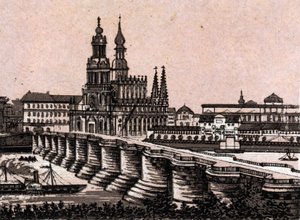 Drezda, Németország: kilátás az Augustus-hídra Drezdában. in "" A világ 168 nézetet szemléltet"" Keltezés nélküli (XIX. század vége) alkotó: Unknown artist