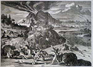 Földrengés Tokióban 1650-ben - metszet alkotó: Unknown artist