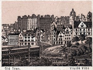 Edinburgh, Skócia: kilátás Edinburgh óvárosára. in "" A világ 168 nézetet szemléltet"" Keltezés nélküli (19. század vége) alkotó: Unknown artist