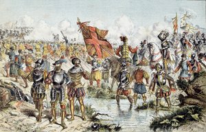 Nyolcadik vallásháború (1585-1598): Ivry csata 1590. március 14-én IV. Henrik királyi serege (amely győzni fog) és a Katolikus Liga között. századi illusztráció. Párizs, Musee de l