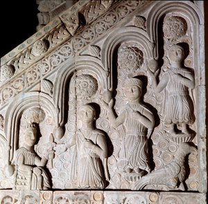 II. Frigyes Hohenstaufen császár (1194-1250) családjával egy 13. századi ambont ábrázolt. Bitonto, katedrális alkotó: Unknown artist