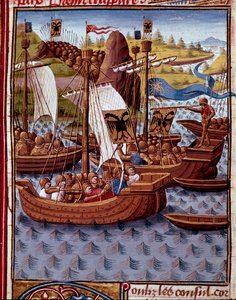 Ellenségek érkeznek Rómába, hogy békét kérjenek a rómaiaktól. Miniatűr a „” római történelemből”” (Ad urbe condita), Titus Live (Kr. e. 59-17) (Titus Livius), fordította Pierre Bressuire (310. sz.) 1450- 1500 - Chantilly, musee Conde - Az ellenségek Rómába alkotó: Unknown artist