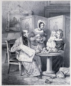 Angol pár teázik - 19. század. alkotó: Unknown artist