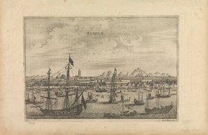 "Kanton 1655" című metszet, amely a művész Kantonról készített lenyomata egy hajóról 1655-ben. alkotó: Unknown artist