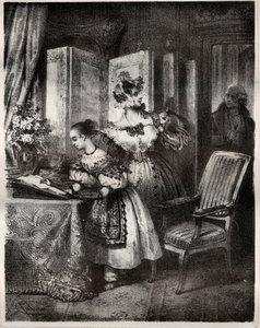 századi metszet Madame Cottin (Sophie Cottin Rostand) (1770-1807) „” Malvina” című regényéhez - Magángyűjtemény alkotó: Unknown artist