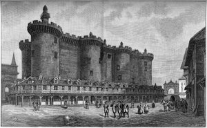 A Bastille kerületet ábrázoló metszet a börtönnel, 1788-ban. alkotó: Unknown artist