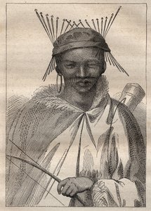 Anders Sparrman (1748-1820): boschiman (Bochiman vagy San, Dél-Afrikában őshonos) expedíciója Dél-Afrika földjeinek belsejébe (1775) - illusztráció a „18. századi nagy tengerészek” című könyvből. alkotó: Unknown artist