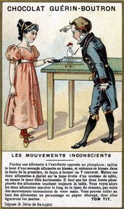 Két gyerek tapasztalata gyufával és késsel. Csokoládécsomagolás kromolitográfiája Guérin Boutron. alkotó: Unknown artist