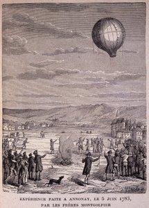 A Montgolfier testvérek által 1783. június 5-én Annonayban végzett kísérlet – a „” Les Contemporains”, n.d. század vége. alkotó: Unknown artist
