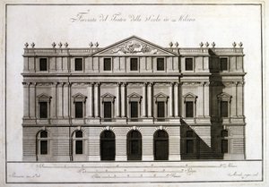 A milánói alla Scala színház homlokzata. alkotó: Unknown artist