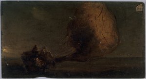 Zuhanó aerosztát, 1860 körül (olaj, fa) alkotó: Unknown artist