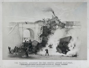 Félelmetes baleset az észak-londoni vasúton Kentish Town Fieldsnél alkotó: Unknown artist