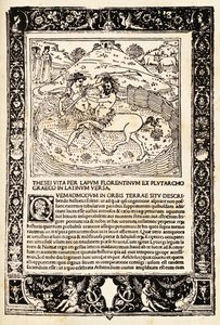 Teseo harca Minotauróval (fametszet) alkotó: Unknown artist