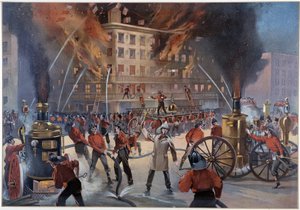 Tűz és tűzoltók New Yorkban alkotó: Unknown artist