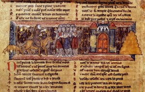 Első keresztes hadjárat (1096-1099): Remete Péter (1050-1115), a Harangue les Croises első keresztes hadjáratának francia vallási vezetője. A lovag a hattyúhoz kézirata alkotó: Unknown artist