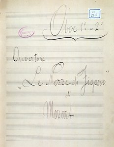 Mozart (XIX. század) operájának Le nozze di Figaro oboájára írt kotta első oldala alkotó: Unknown artist