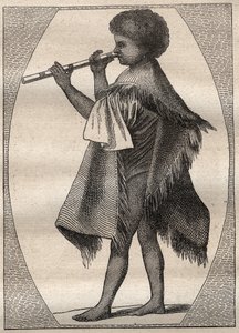 James Cook (1728-1779) kapitány első útja (1768-1771): Tahiti fuvolajátékos – az illusztráció a „” A 18. századi nagy tengerészek” című filmből vett. alkotó: Unknown artist