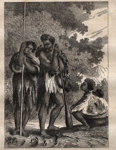 James Cook kapitány (1728-1779) első útja (1768-1771): egy neo-zélandi család (Neo Zelandaise) - az illusztráció a „18. századi nagy tengerészek” című könyvből vett. alkotó: Unknown artist