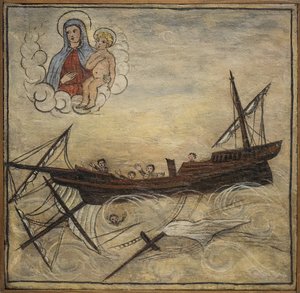 Volt voto (ex voto) tengerész, népszerű ajánlat a Nápoly melletti Carmine templomból, Torre del Grecóból érkező tengerészek odaadásának és hálájának zálogaként. alkotó: Unknown artist