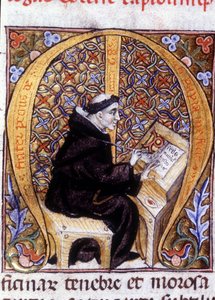 Fra Pietro di Pavia (Frere Pierre de Pavia), munkamásoló („M”). 14. századi kézirat. alkotó: Unknown artist