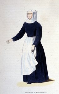 Szent Erzsébet ferences apáca. Magyar Szent Erzsébet által alapított rend (1207 - 1231). századi metszet. alkotó: Unknown artist