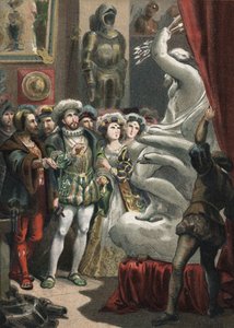 I. Francois (1494-1547), francia király Benvenuto Cellini (1500-1571) olasz szobrász 1881-es metszetén Juan Justo Huguet „A szépség kultusza” című művében, Molinas Hermanos szerkesztők alkotó: Unknown artist