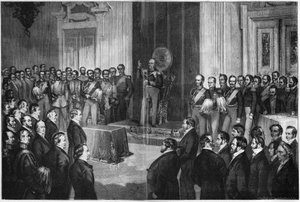 IV. Frigyes Vilmos (1795-1861), porosz király, az alkotmányra esküdve, 1850. február 6., Paul Buerde nyomán készült fametszet alkotó: Unknown artist