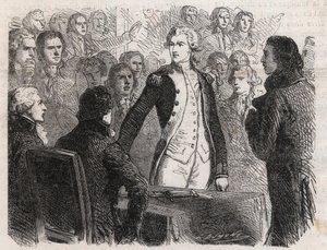 Francia forradalom: Gilbert du Motier de La Fayette tábornok (1757-1834) lemond a Nemzeti Gárda parancsnokságáról – „Le Monde Illustré” vésése” alkotó: Unknown artist