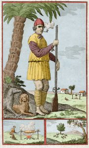 Francia bucca Santo Domingo-ból (Haiti). Alexandre Olivier Exquemelin (1645-1710) vésése „Az Indiában jelentett kalandorok és buktatók története” című könyvébe. alkotó: Unknown artist